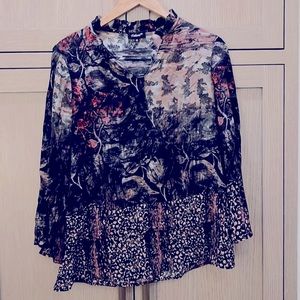TOLANI Silk patterned top - XS